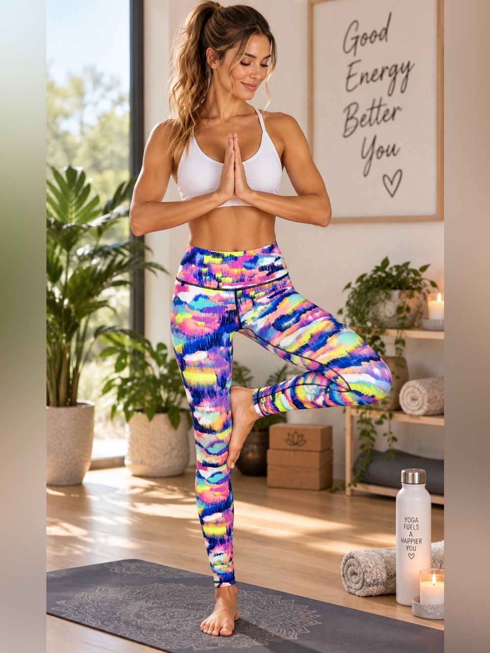 Victoria’s Secret Leggings Medium VSX Sport Knockout Multicolor Abstract Print